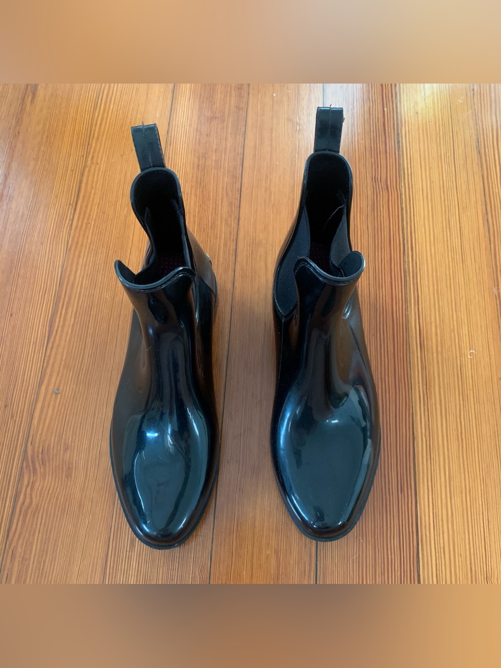 Lauren Ralph Lauren Tally-Bo-Rai black shiny rain boots, sz 7 - Picture 2 of 10